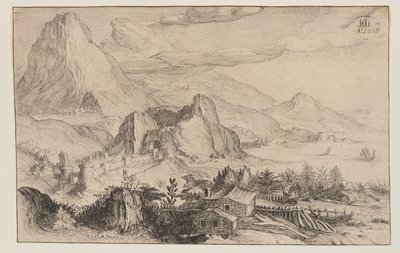 Bergachtig landschap door Simon Frisius