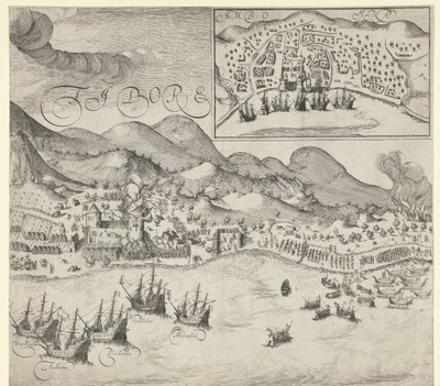 Overwinning van de Hollanders op de Portugezen op Tidore (rechterplaat), 1605 door Simon Frisius