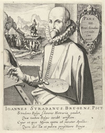Portret van Jan van der Straet door Simon Frisius
