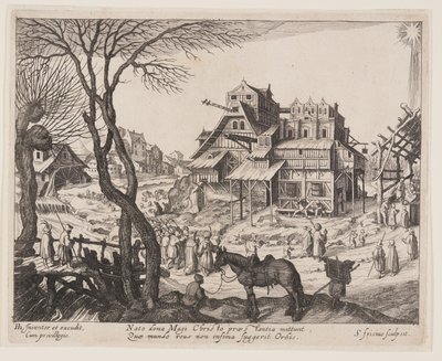 De aanbidding van de Wijzen, uit Landschappen met scènes uit het leven van Christus door Simon Frisius
