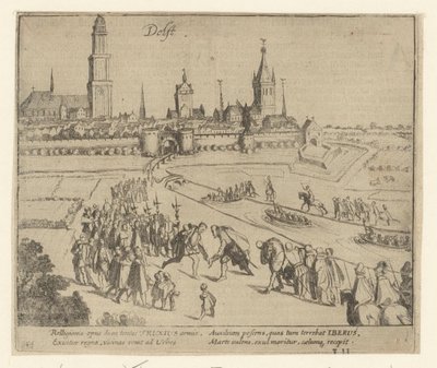 Truchsess wordt te Delft ontvangen, 1584 door Simon Frisius