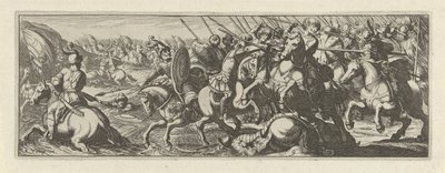 Veldslag bij een rivier (Cavalerie) door Simon Frisius