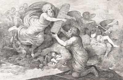 Mozes op de Sinaï De tafelen van de Joodse Wet, 1773 door Simon Julien
