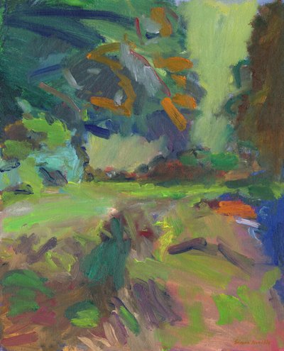 Veld met bomen, 2024 (olieverf op paneel) door Simon Neville