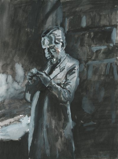 Man die een pijp rookt, 2019 door Simon Neville