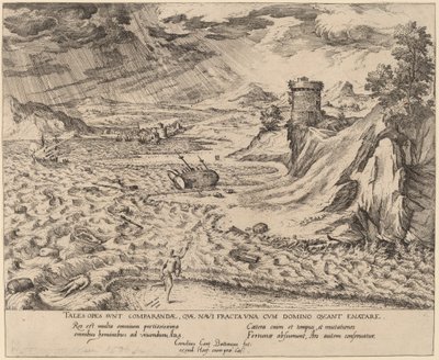Het Schipbreuk door Simon Novellanus after Cornelis Cort