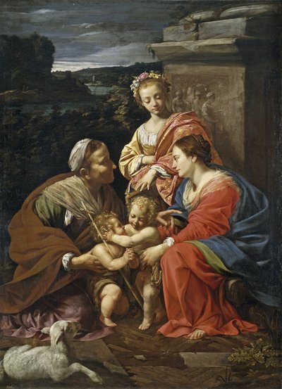 Maagd en kind met Johannes de Doper als jongen, Sint Elisabeth en Sint Catharina door Simon Vouet