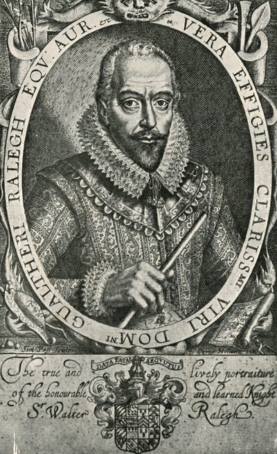 Sir Walter Raleigh, 1906 door Simon de Passe