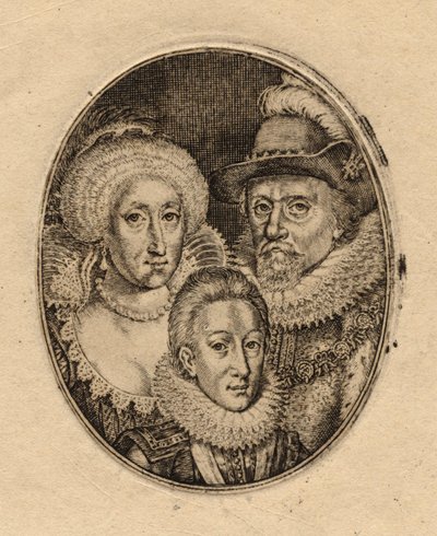 Anne van Denemarken; Koning Charles I als Prins van Wales; Koning James I van Engeland en VI van Schotland door Simon De Passe (2) door Simon van de Passe