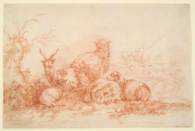 Schapen en Geit Rustend door Simon van der Does