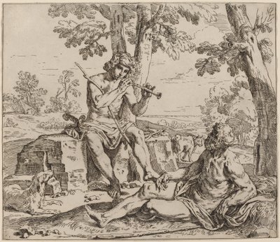 Mercurius en Argus door Simone Cantarini