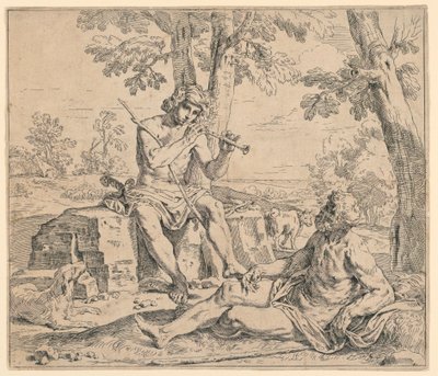 Mercurius en Argus door Simone Cantarini