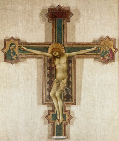 Kruisbeeld met Maagd Maria en Sint Johannes de Evangelist door Simone Martini