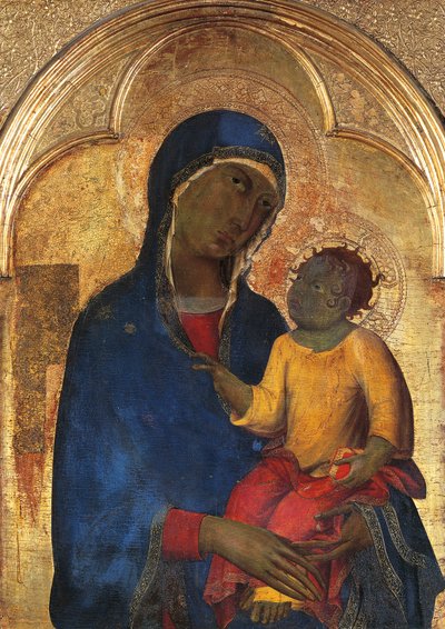 Madonna en Kind, detail van Altaarstuk van San Domenico door Simone Martini (1283-1344) door Simone Martini
