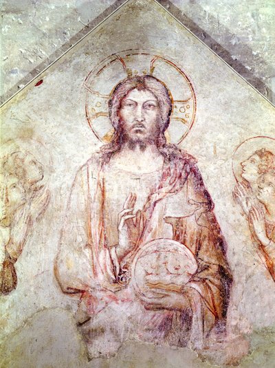 Tympanon met de Zaligmaker die zegent, 1341 (detail) door Simone Martini
