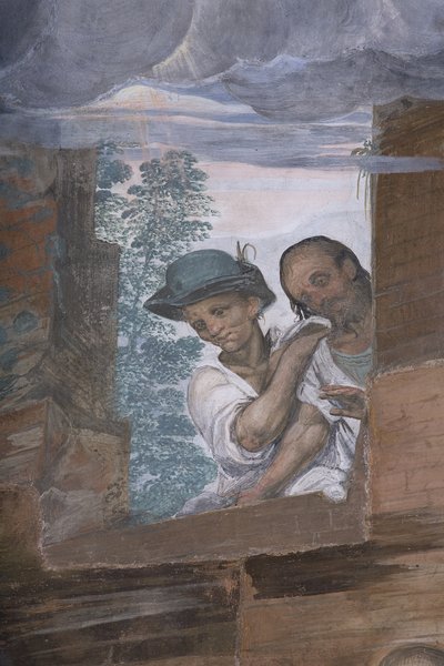 Aanbidding van de herders, 1578-82 (detail) door Simone Veneziano Peterzano