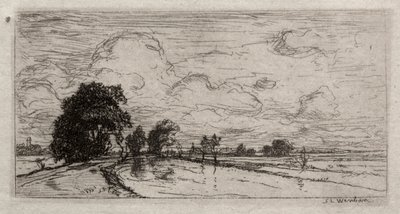 Overstroomd landschap met bomen door Sion Longley Wenban
