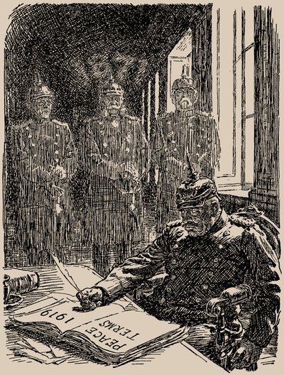 Geesten in Versailles. Punch, 7 mei 1919, 1919 door Sir Bernard Partridge