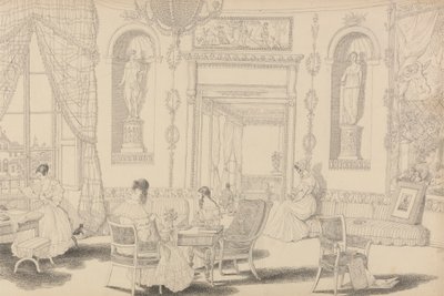 Album van 30 Zichten in Tirol en Italië: Cirkelvormige Boudoir in Casino Pecori 10 oktober 1841 door Sir Charles D