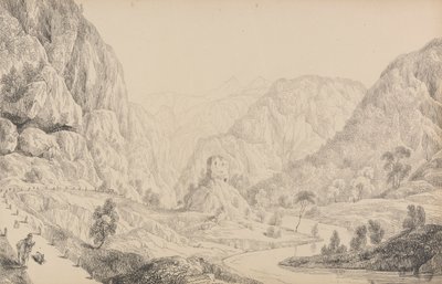 Album van 30 uitzichten in de Tirol en Italië: Uitzicht op de Eisak bij Mittenwald, 27 okt. 1840 door Sir Charles D