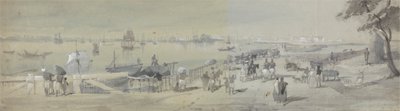 Algemeen uitzicht op Calcutta, vanaf de ingang van de Waterpoort van Fort William door Sir Charles DOyly