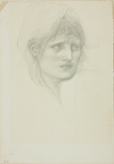 Gedrapeerd hoofd, ogen naar rechts kijkend door Sir Edward Burne Jones