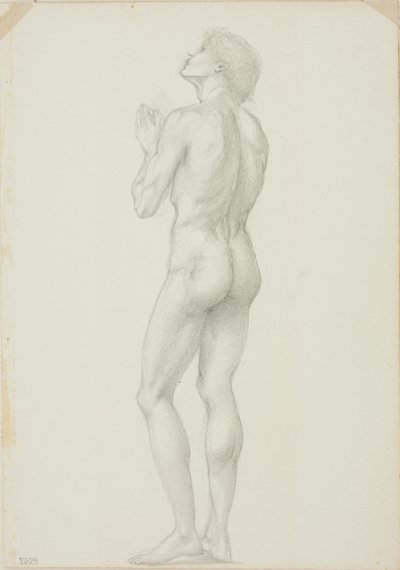 Staande mannelijke naakt met gevouwen handen in gebed door Sir Edward Burne Jones
