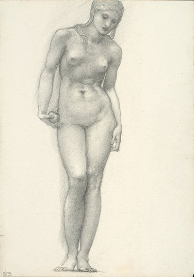 Venus met Gouden Appel in Rechterhand, voor het Troy Drieluik (schetsboek #2639) door Sir Edward Burne Jones