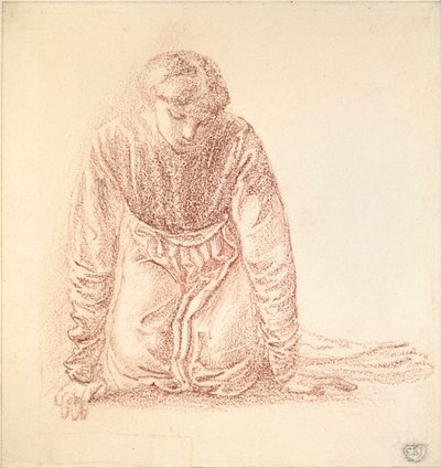 Knielende Vrouwfiguur door Sir Edward Coley Burne Jones