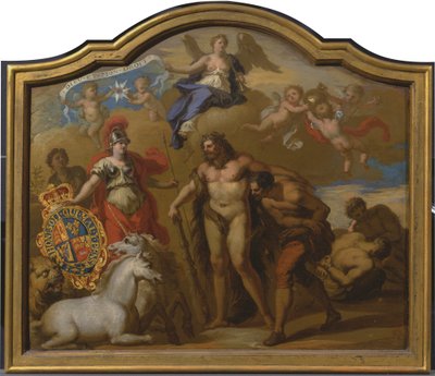 Allegorie van de Macht van Groot-Brittannië te Land, ontwerp voor een decoratief paneel voor de ceremoniële koets van George I door Sir James Thornhill