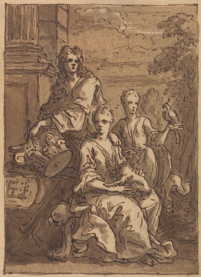 Ontwerp voor een portret van een architect of schilder door Sir James Thornhill