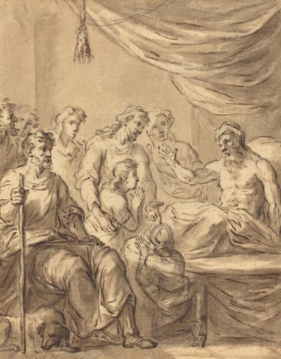 Jacob laat Benjamin met zijn broers naar Egypte gaan door Sir James Thornhill