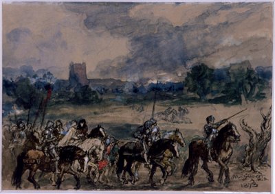 Studie voor Margaret van Anjou gevangen na de Slag bij Tewkesbury, 1873 door Sir John Gilbert