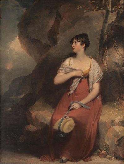 Een Vrouw in een Landschap door Sir Martin Archer Shee