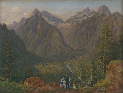 Tatra landschap met figuren door Slovakian School