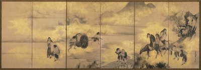 De Acht Onsterfelijken van de Wijnglas, late 1700s door Soga Shohaku