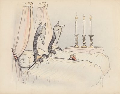 Illustratie voor Little Twin Dragons door S Rosamond Praeger (kleurenlitho) door Sophia Rosamond Praeger