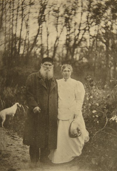 Russische auteur Leo Tolstoy en zijn vrouw Sophia Tolstaya, Rusland, 1895 door Sophia Andreevna Tolstaya