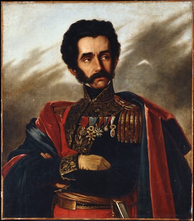 Portret van de Bevrijder, Simon Bolivar, halflang, in vol ornaat, ca. 1840 door South African School