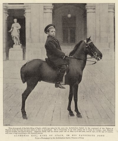 Alphonso XIII, Koning van Spanje, op zijn Favoriete Pony door Spanish Photographer