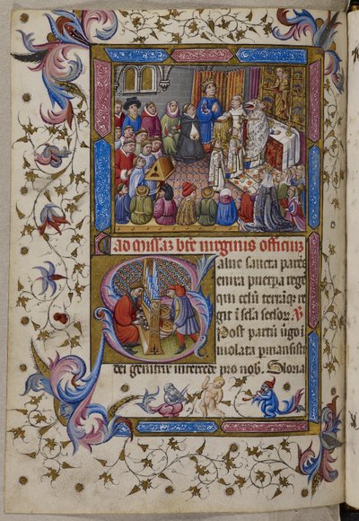 Alfonso V woont de mis bij, uit Psalter en Getijdenboek van Alfonso V van Aragon, ca. 1442 door Spanish School