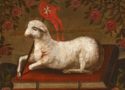 Agnus Dei met banier van de Orde van Sint-Jan door Spanish School