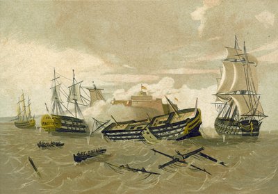 Britse vloot valt Castillo del Morro aan, Cuba, 1761 door Spanish School