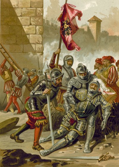 Dood van Karel III, hertog van Bourbon, bij de plundering van Rome, 1527 door Spanish School