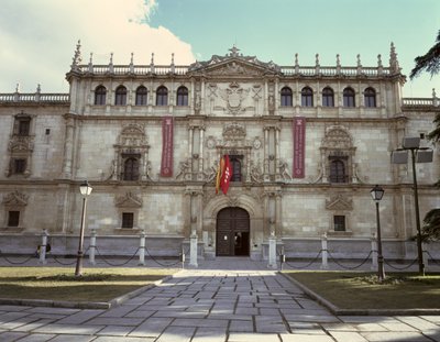 Ingang van de universiteit, gesticht door kardinaal Cisneros in 1486 door Spanish School