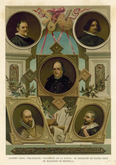 Beroemde Spaanse historische figuren van de 17e eeuw door Spanish School