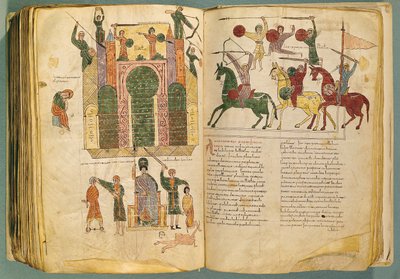 Aanval en inname van Jeruzalem door Nebukadnezar, kopie van het origineel geschreven door de monnik Beatus van Liebana in c.776, uit het Commentaar op de Apocalyps, (10e eeuw) door Spanish School