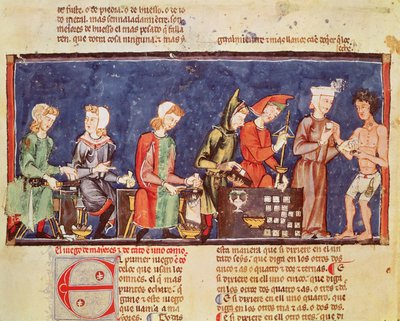 Dobbelsteenmakers, uit het Boek der Spelen, Schaken, Dobbelstenen en Borden, 1282 door Spanish School