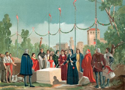 Stichting van het ziekenhuis van de Latina in Madrid in 1506 door Spanish School