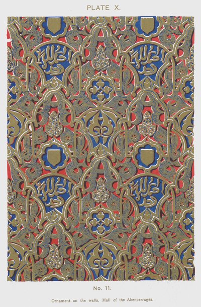 Ornament op de muren, Hal van de Abencerrages door Spanish School